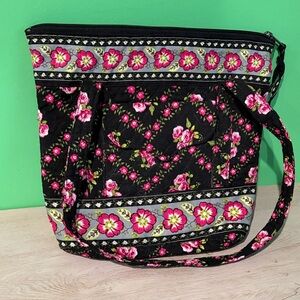 Floral Black Tote Bag